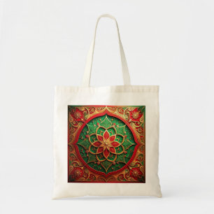 Bolsa Tote Saco de mão decorativo vermelho verde para feriado