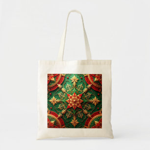 Bolsa Tote Saco de mão decorativo vermelho verde para feriado