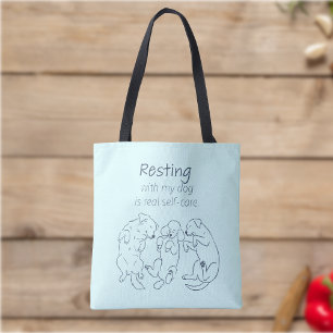 Bolsa Tote Saco de mão 'descansando com meu cachorro' autocou