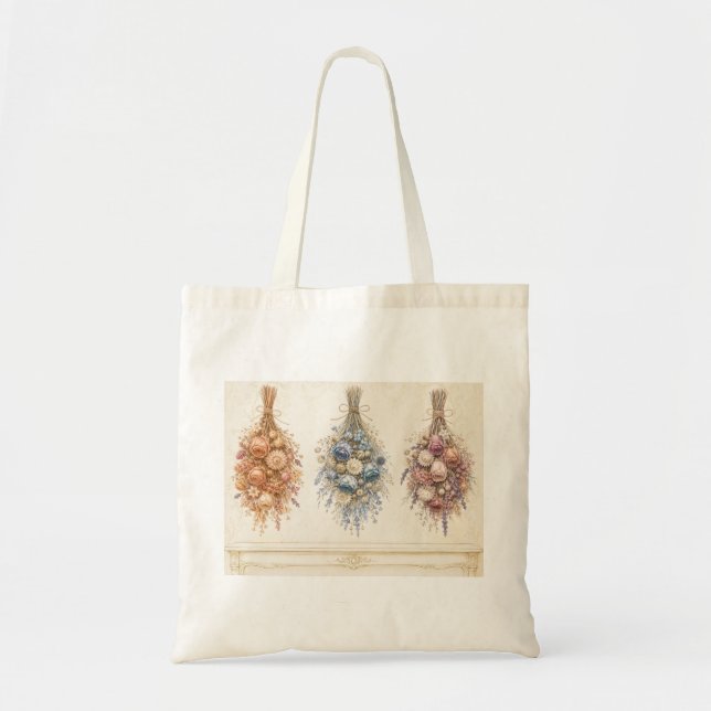 Bolsa Tote Saco de mão diário Trio de Flores Secas Francesas (Frente)