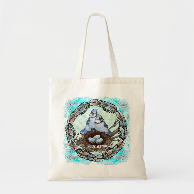 Bolsa Tote Saco de mão do ninho de gralha-azul (Frente)