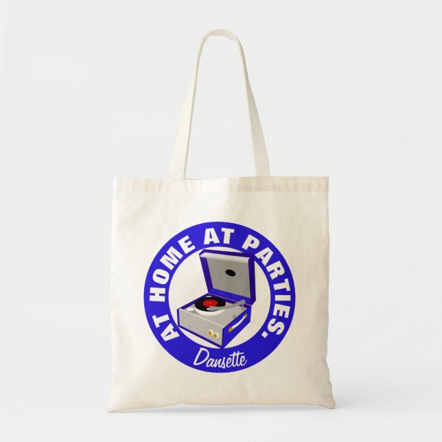 Bolsa Tote Saco de mão do toca-discos Blue Retro Dansette (Frente)