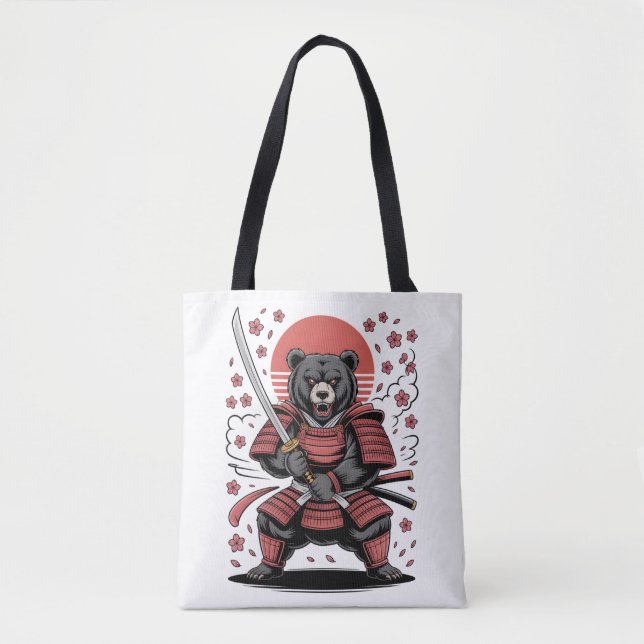 Bolsa Tote Saco de mão do Urso Samurai (Frente)