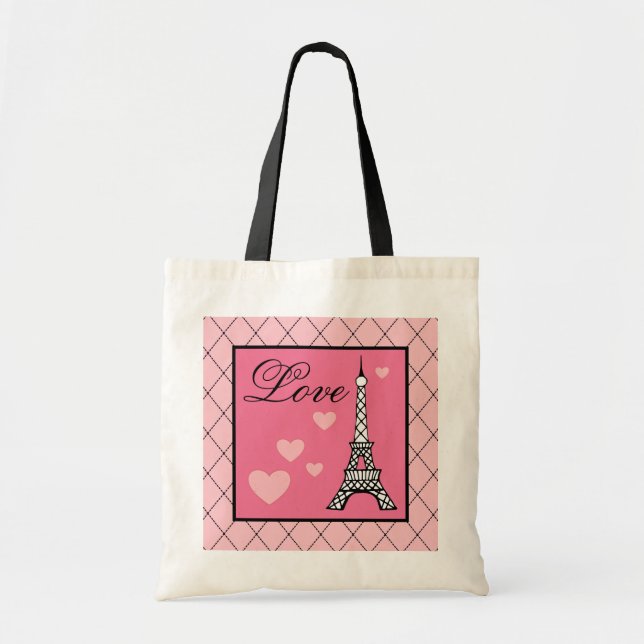 Bolsa Tote Saco de mão Eiffel Tower Love (Frente)