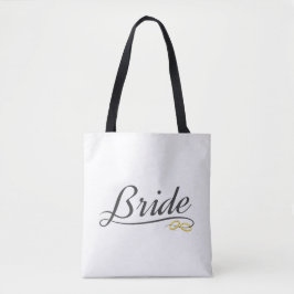 Bolsa Tote Saco de mão Elegant Bride Wedding Calligraphy |