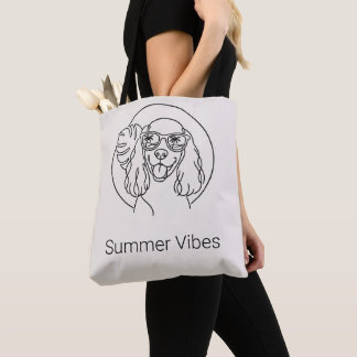 Bolsa Tote Saco de mão em desenho contínuo de Cocker Spaniel
