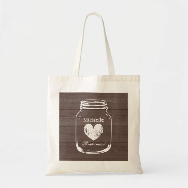 Bolsa Tote Saco de mão em jarro de alvenaria de madeira de ce (Frente)