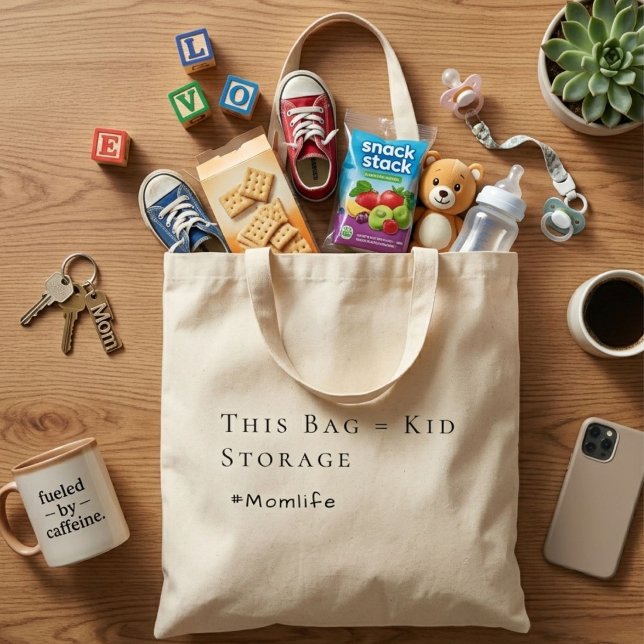 Bolsa Tote Saco de mão engraçado Humor Vida de mãe Presente d (Criador carregado)