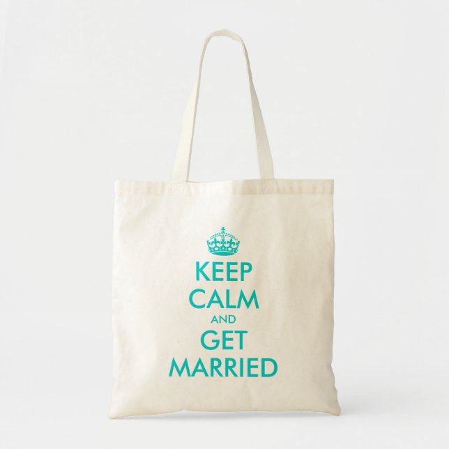 Bolsa Tote Saco de mão engraçado para casamento 'Keep Calm' p (Frente)