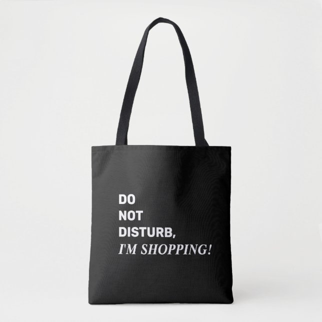 Bolsa Tote Saco de mão engraçado preto e branco com dizeres (Frente)