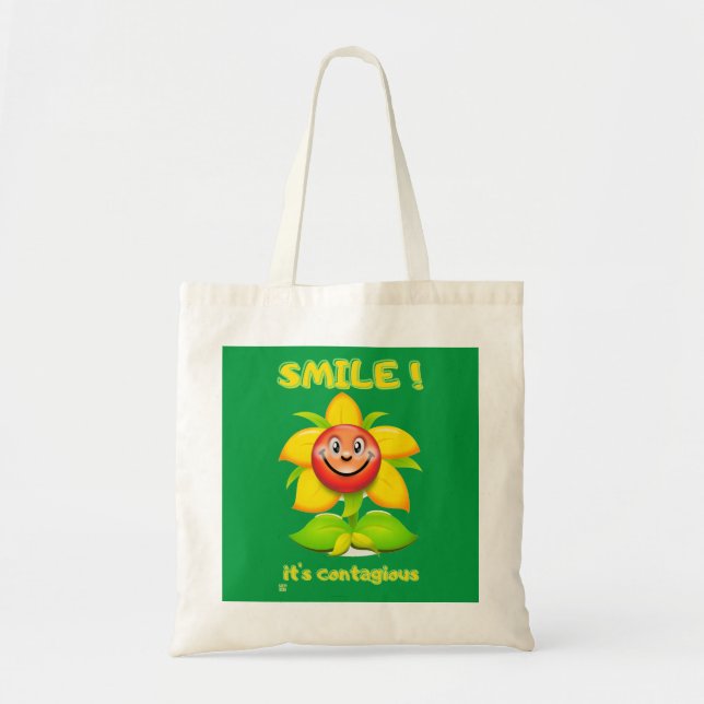 Bolsa Tote saco de mão engraçado "SORRIR" (Frente)