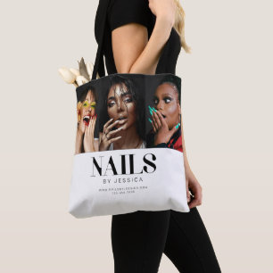 Bolsa Tote Saco de mão estiloso de salão de unha com foto e t