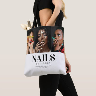 Bolsa Tote Saco de mão estiloso de salão de unha com foto e t
