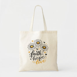 Bolsa Tote Saco de mão Faith, Hope, Love & Daisies