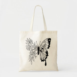 Bolsa Tote Saco de mão floral borboleta