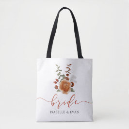 Bolsa Tote Saco de Mão Floral de Aquarela de Outono para Noiv