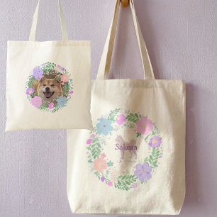 Bolsa Tote Saco de mão floral de Shiba Inu Lavanda – Amante d