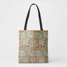 Saco de mão French Bulldog Halloween Floral Kawaii