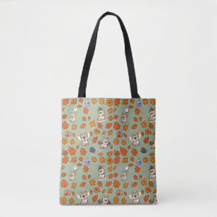 Bolsa Tote Saco de mão French Bulldog Halloween Floral Kawaii