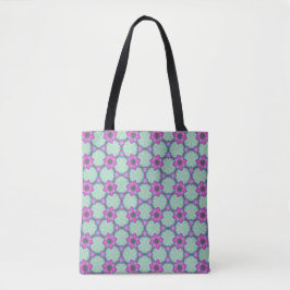 Bolsa Tote Saco de Mão Geométrico de Flor de Hortelã & Violet