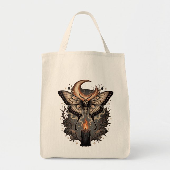 Bolsa Tote Saco de mão gótico de Halloween com desenho de mar (Frente)