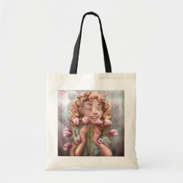 Bolsa Tote Saco de mão Happy Spring Tulip Girl