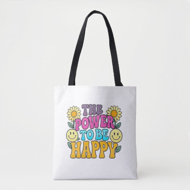 Bolsa Tote Saco de mão Happy Vibes (Frente)