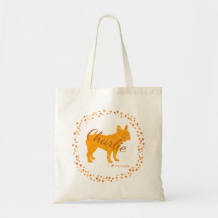 Bolsa Tote Saco de mão laranja pastel personalizado com bulld