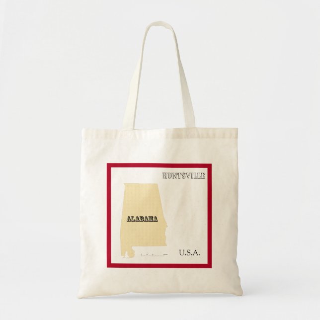 Bolsa Tote Saco de mão - Mapa do estado do Alabama com cidade (Frente)