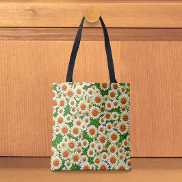 Bolsa Tote Saco de mão Margaridas Brancas