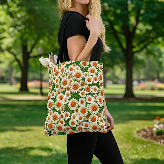 Bolsa Tote Saco de mão Margaridas Brancas (Criador carregado)