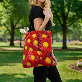 Bolsa Tote Saco de mão Margaridas Vermelhas
