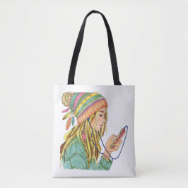 Bolsa Tote Saco de mão menina de chapéu Boho