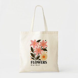 Bolsa Tote Saco de Mão Mercado de Flores Estética Floral Vi
