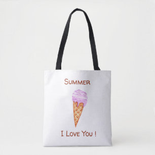 Bolsa Tote Saco de mão Minimalista Sorvete Eu Te Amo