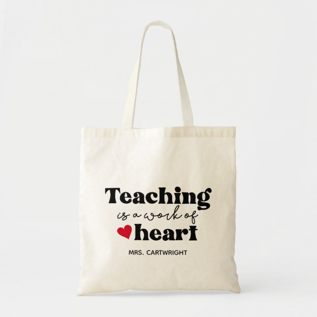 Bolsa Tote Saco de Mão Moderno para Professores com Letra Est (Frente)