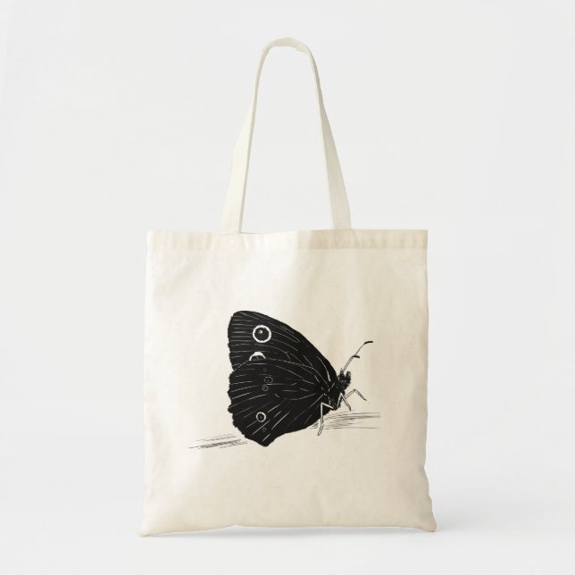 Bolsa Tote Saco de mão monocromático de borboleta (Frente)