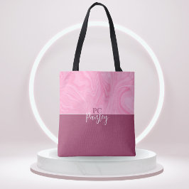 Bolsa Tote Saco de mão - Monograma Rosa Mármore Dois Tons