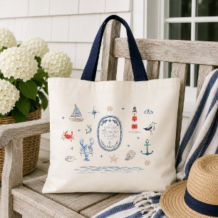 Bolsa Tote Saco de mão náutico com brasão personalizado do Be