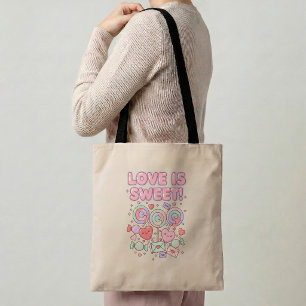 Bolsa Tote Saco de mão "O Amor é Doce" Presente Romântico Doc