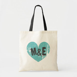 Bolsa Tote Saco de mão para casamento monogramado com coração