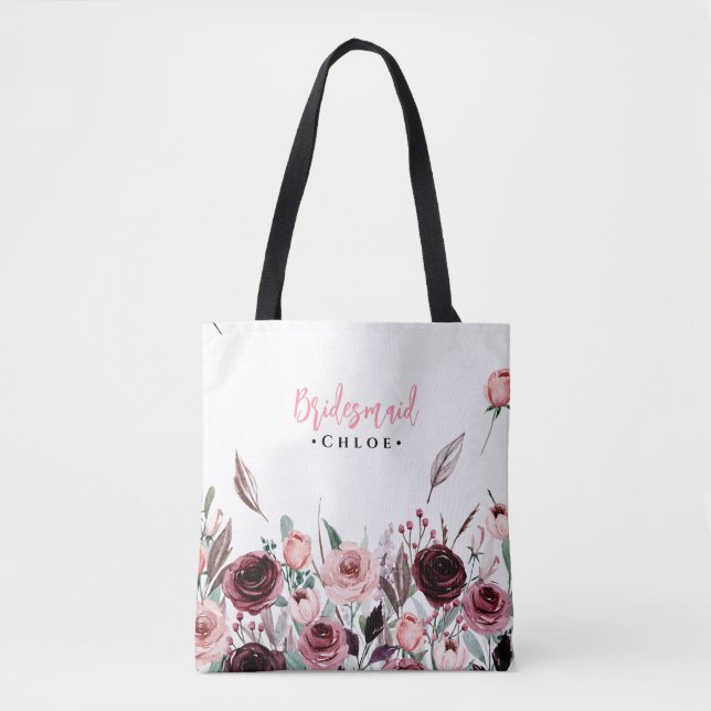 Bolsa Tote Saco de mão para madrinhas com escrita elegante |  (Frente)