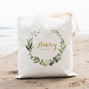 Bolsa Tote Saco de Mão para Noiva com Grinalda de Folhagens p
