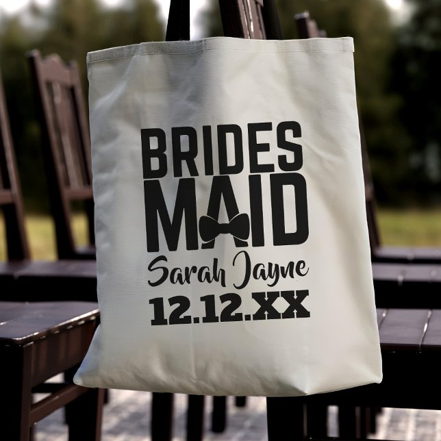 Bolsa Tote Saco de mão para presente de proposta de damas de  (Add your Bridesmaid's name & your wedding date to this tote bag and fill with proposal gifts for her)