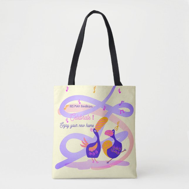 Bolsa Tote Saco de mão Pássaros Celebração em Casa (Frente)