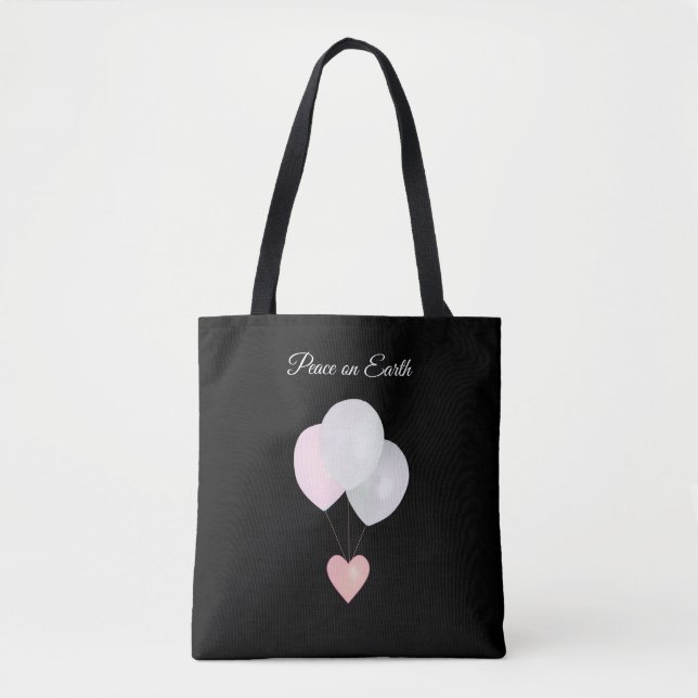 Bolsa Tote Saco de mão Peace White Balloons (Frente)