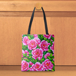 Bolsa Tote Saco de mão Peônias Rosa
