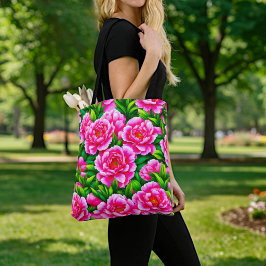Bolsa Tote Saco de mão Peônias Rosa