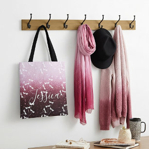 Bolsa Tote Saco de mão personalizado com brilho e libélulas