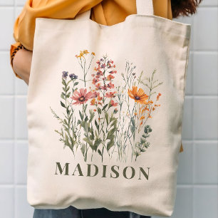 Bolsa Tote Saco de mão personalizado com flores silvestres pa